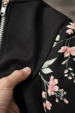Armande | Floral Print Bomber Jacket - fabric close-up