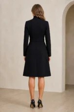 Asymmetric Buttoned A-Line Midi Dress – back view