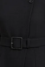 Asymmetric Buttoned A-Line Midi Dress – macro close-up of black fabric