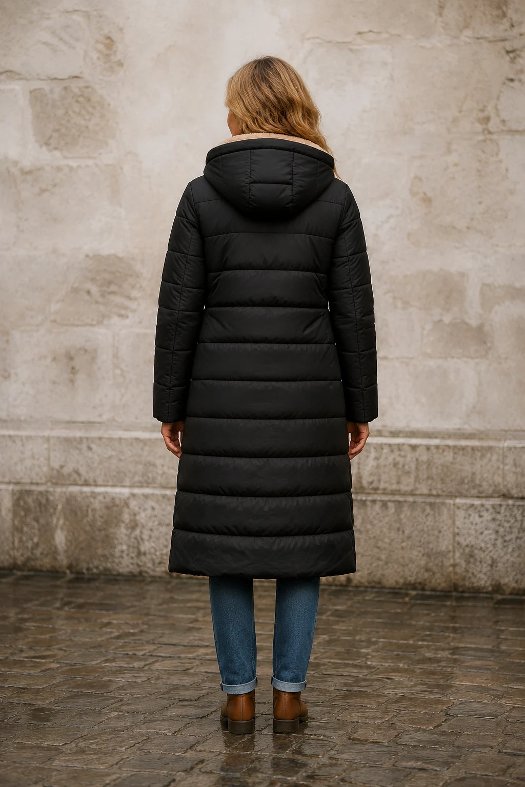 Augustine | Insulated Coat, Past the Knee - Black
