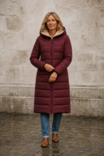 Augustine | Insulated Coat, Past the Knee - Wine Red