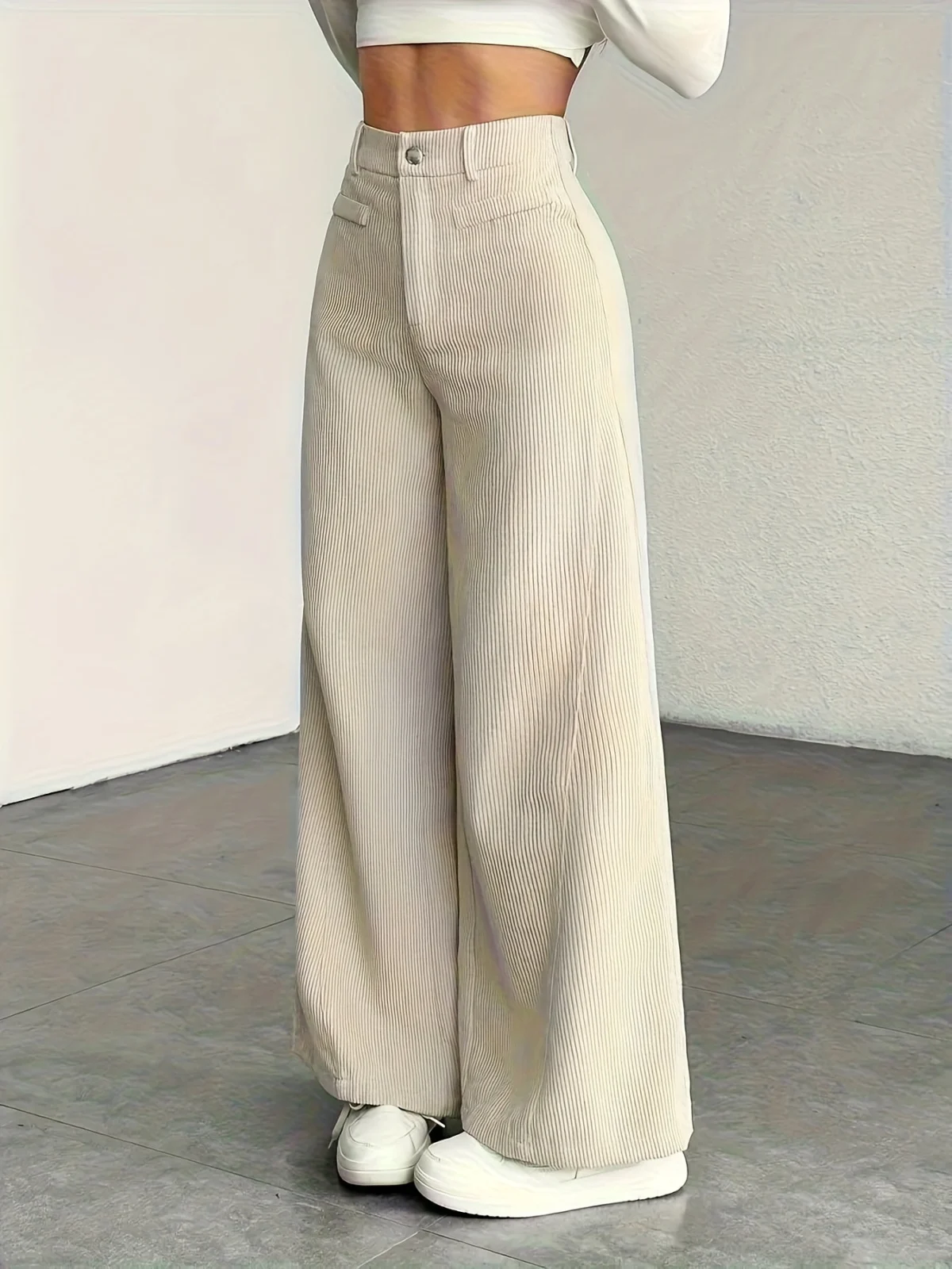 Guylaine | High Waist Corduroy Wide Leg Pants