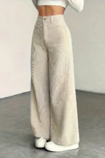 Guylaine | High Waist Corduroy Wide Leg Pants