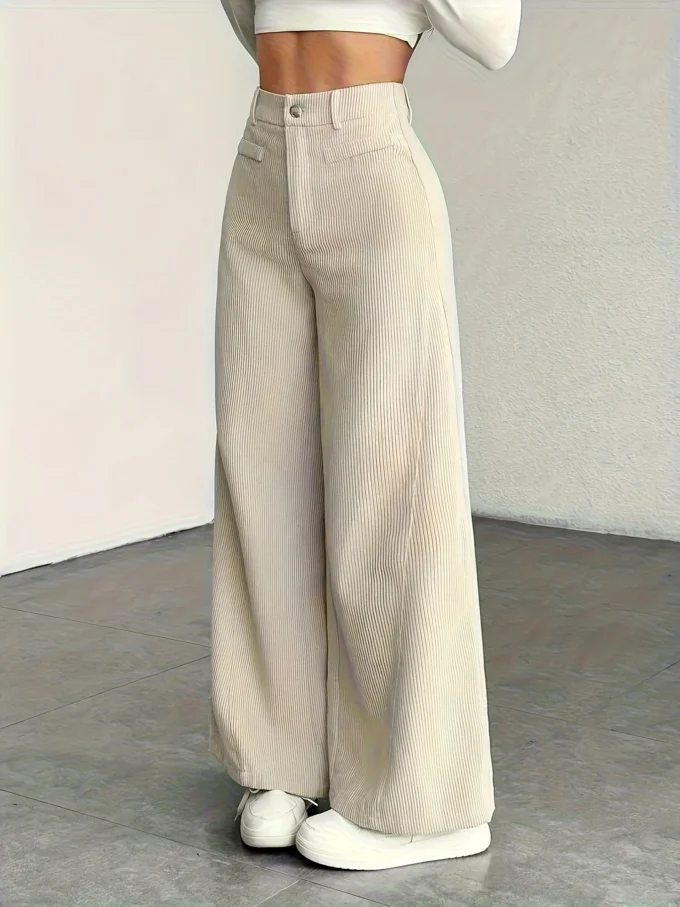 Guylaine | High Waist Corduroy Wide Leg Pants