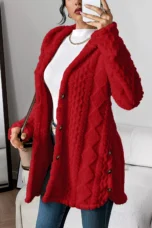 Gaétane | Knitted Argyle Hooded Cardigan