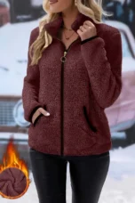 Juliette | Plush Zip Coat, Two Deep Pockets