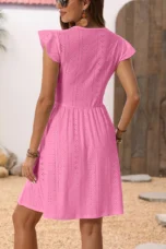 Arlette | Lace Bodice Flutter Sleeve Dress