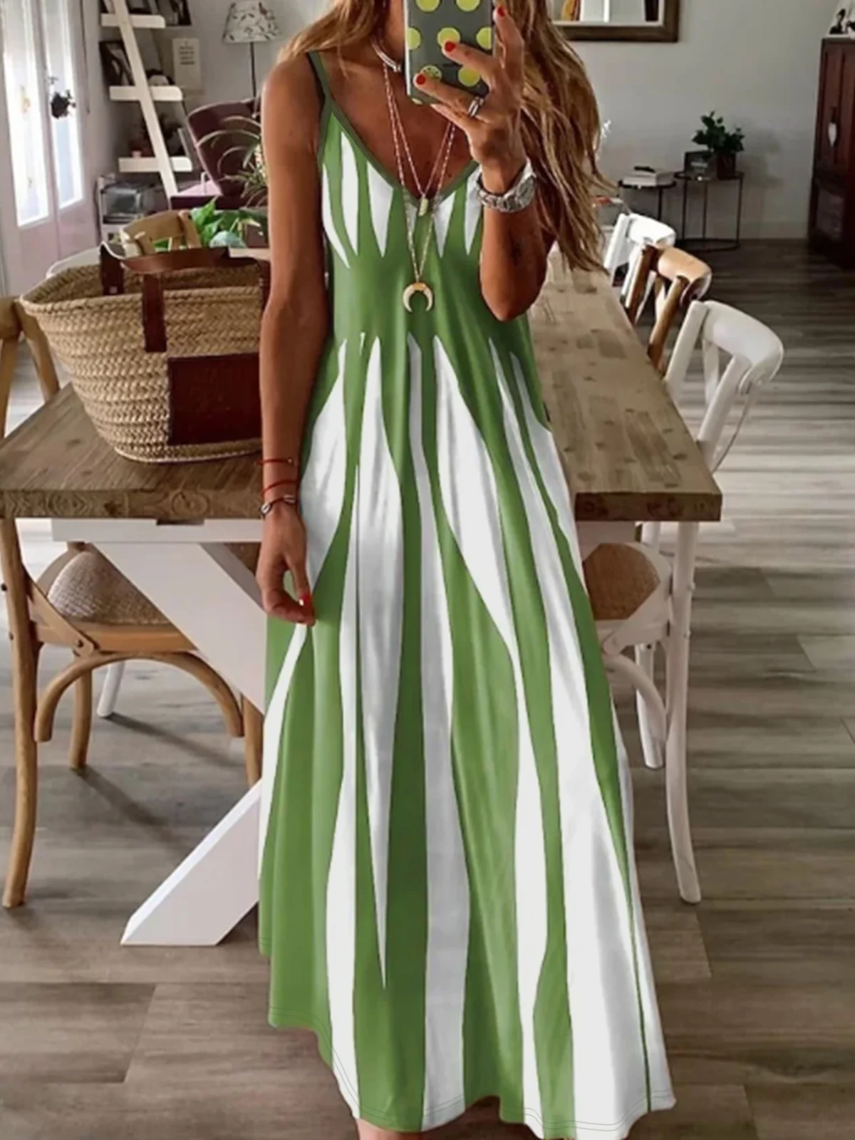 Elmina | Printed Strappy V-Neck Dress