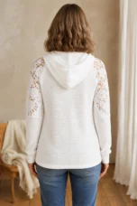 Barbara | Lace Trim Raglan Hoodie - White