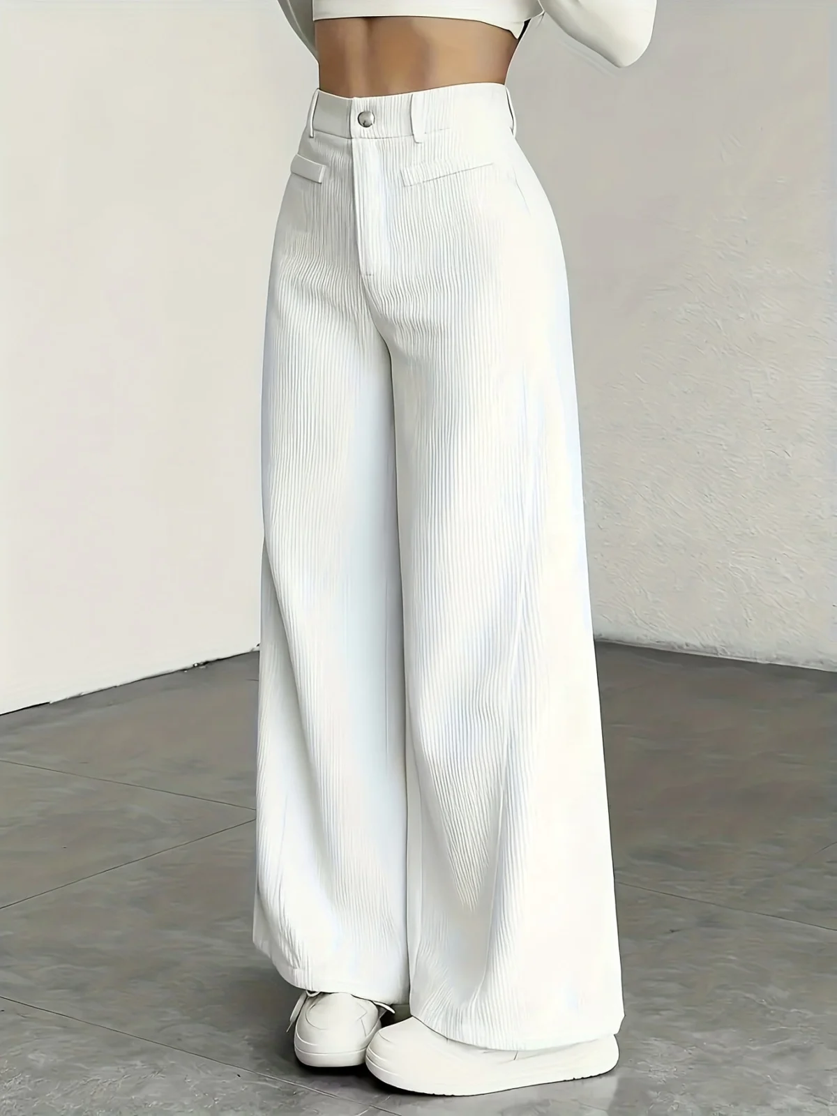 Guylaine | High Waist Corduroy Wide Leg Pants