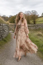 Bibiane | Long Sleeve High Neck Maxi - Beige lifestyle
