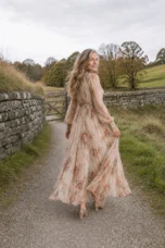 Bibiane | Long Sleeve High Neck Maxi - Beige lifestyle