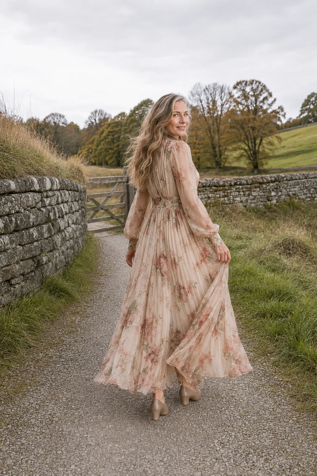 Bibiane | Long Sleeve High Neck Maxi - Beige lifestyle