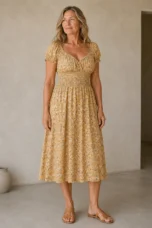 Marissa | Bohemian Pleated Midi Dress