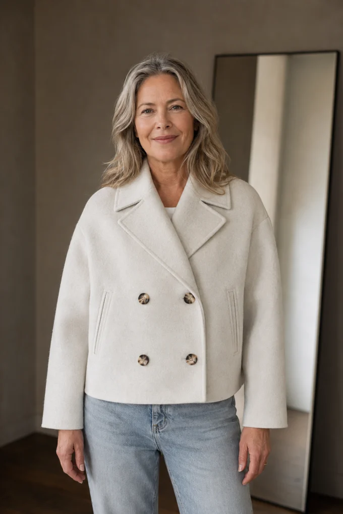 Bonnie double breasted cropped jacket closed