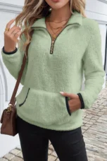 Doris | Half Zip Plush Sweatshirt, Long