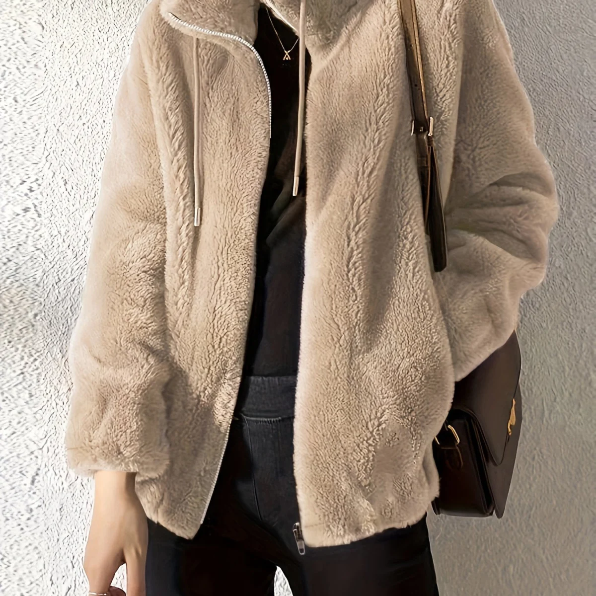 Marlene | Plush Coat, Stand Collar