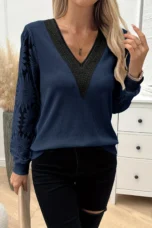 Veronique | Lace Panel Lantern Top