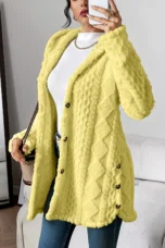 Gaétane | Knitted Argyle Hooded Cardigan