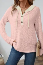 Octavia | Hooded Button-Neck Sweatshirt