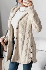 Gaétane | Knitted Argyle Hooded Cardigan