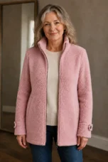 Carissa Lambswool-Feel Stand Collar Jacket open front view