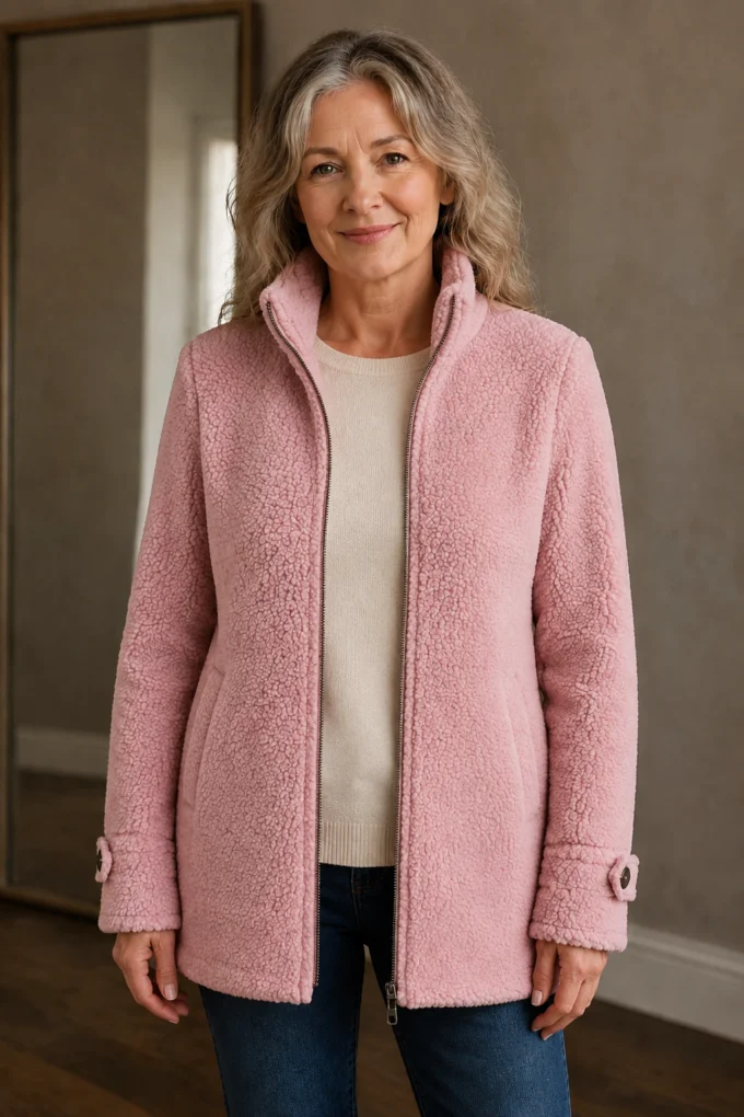 Carissa Lambswool-Feel Stand Collar Jacket open front view
