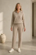 Full-length editorial image of Cashmere Blend Polo Knit Set