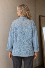 Celestine Long Sleeve Layering Shirt in Blue, achteraanzicht met torso-uitsnede