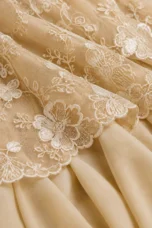 Champagne Lace Three-Quarter Sleeve Dress - fabric close-up