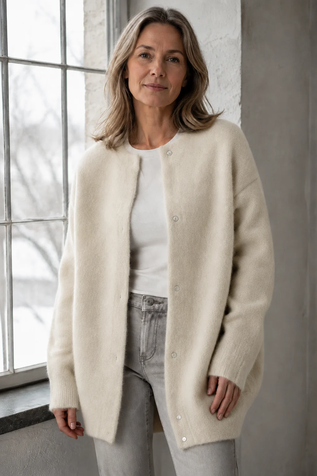 Chloé™ - Elegant Cashmere Cardigan - Beige