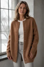 Chloé™ - Elegant Cashmere Cardigan - Caramel Brown