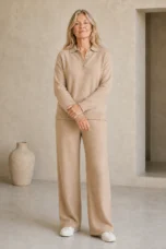 Christine | Cashmere Knit Trouser Set - Pink