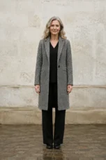 Claudia houndstooth wool coat open
