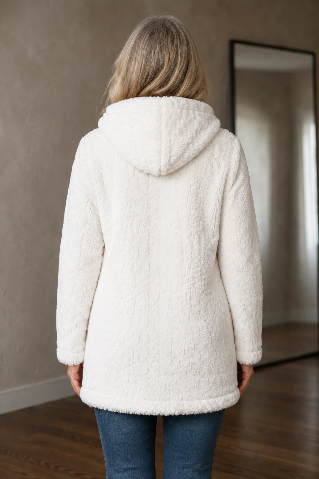 Clemence | Double-Sided Plush Zip Hoodie - Black