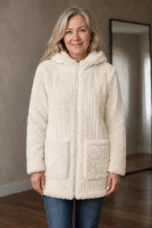Clemence | Double-Sided Plush Zip Hoodie - Cream