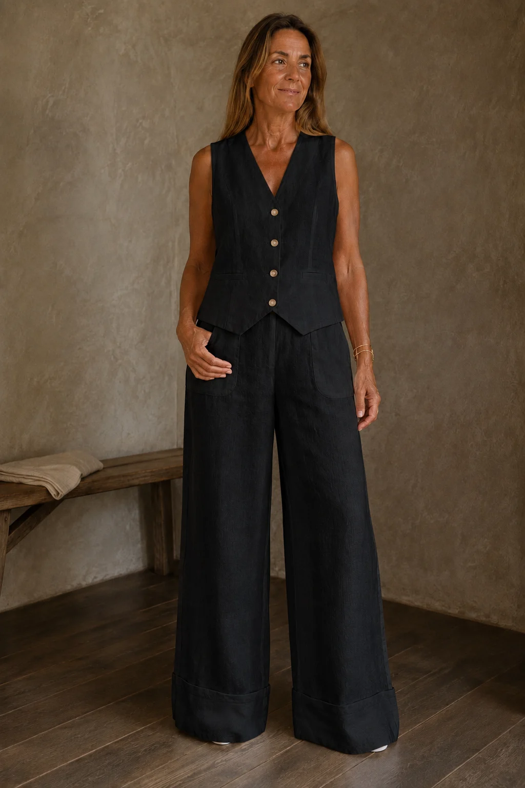 Clementine | Pure Linen Two Piece Set - Black