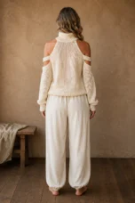 Cold Shoulder Knit Two Piece Set back view