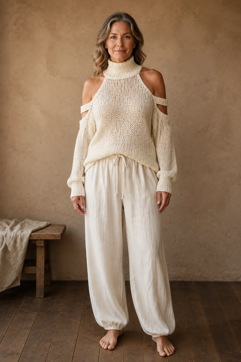 Cold Shoulder Knit Two Piece Set editorial product photo