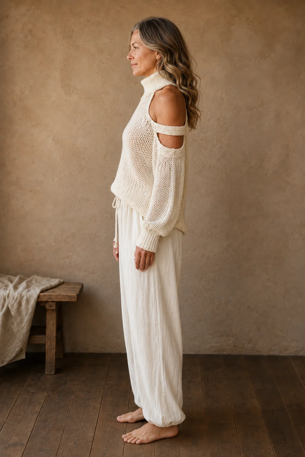 Cold Shoulder Knit Two Piece Set side view