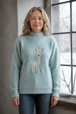 Colette | Embroidered Half-Collar Knit - Sage