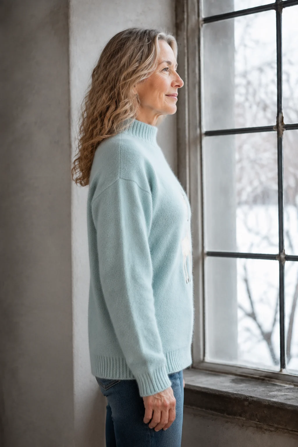 Colette | Embroidered Half-Collar Knit - Sage