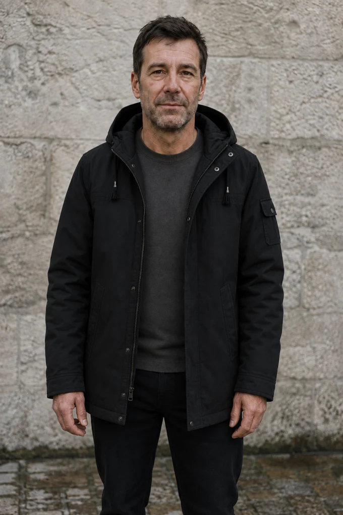 Cotton Blend Hooded Winter Parka front
