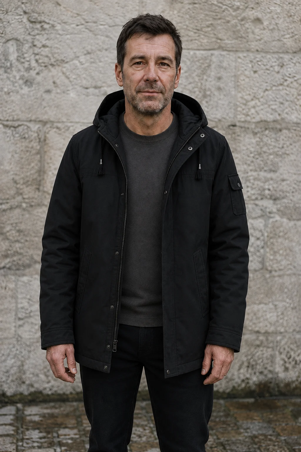 Cotton Blend Hooded Winter Parka front