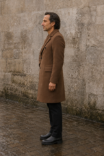 Cotton Blend Notch Lapel Trench Coat - zijkant