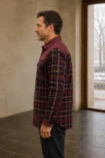 Cotton Blend Plaid Shirt Jacket - side