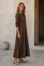 Cotton Blend Printed Shirt Dress - left side view