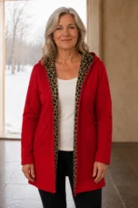 Cotton Blend Reversible Hooded Coat open