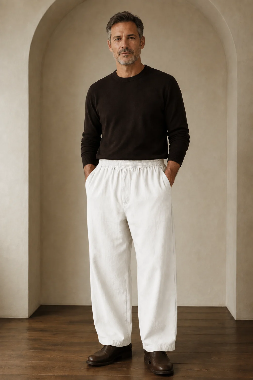 White relaxed wide leg trousers front hero
