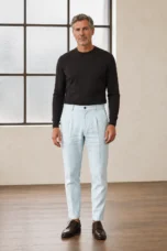Light blue tapered ankle trousers front hero